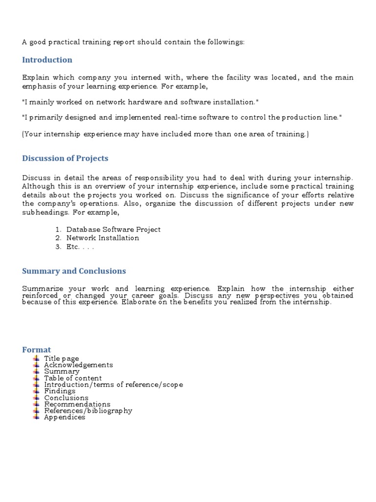 A Good Practical Training Report | PDF | Internship | Job Hunting