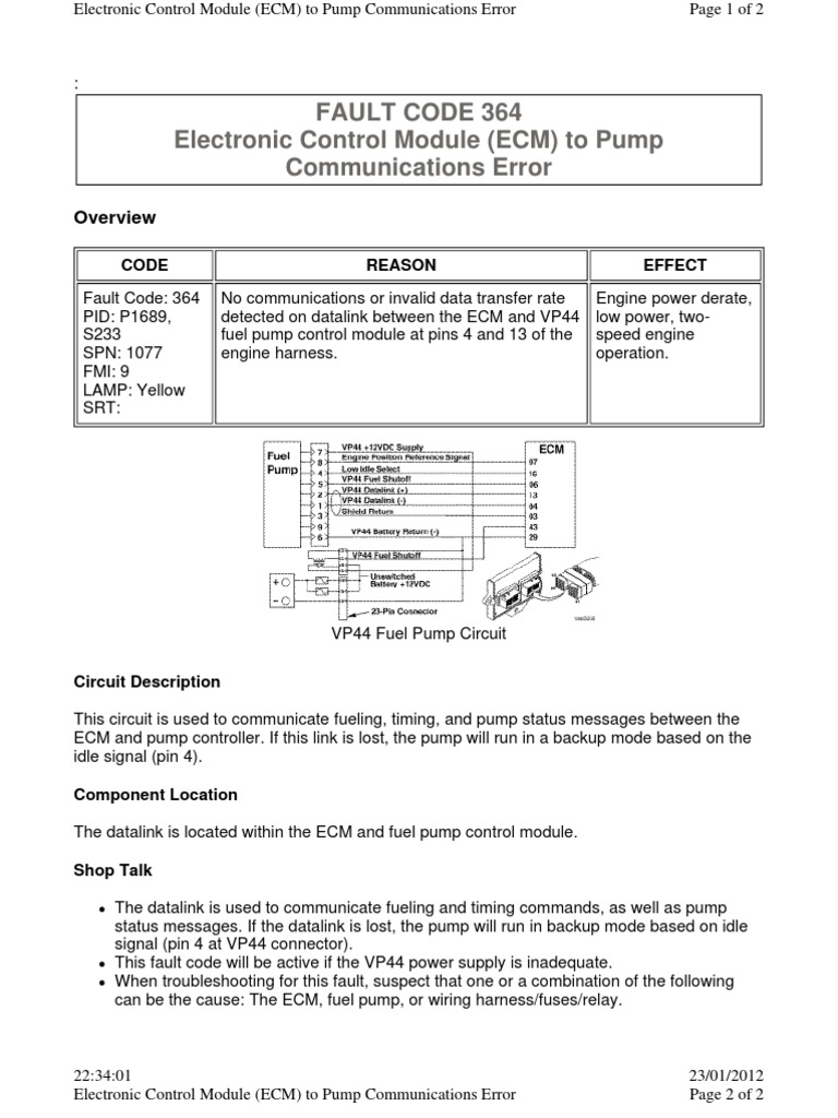 Cummins Fault Code 2012-01-23 - 225828 - fc364 | PDF