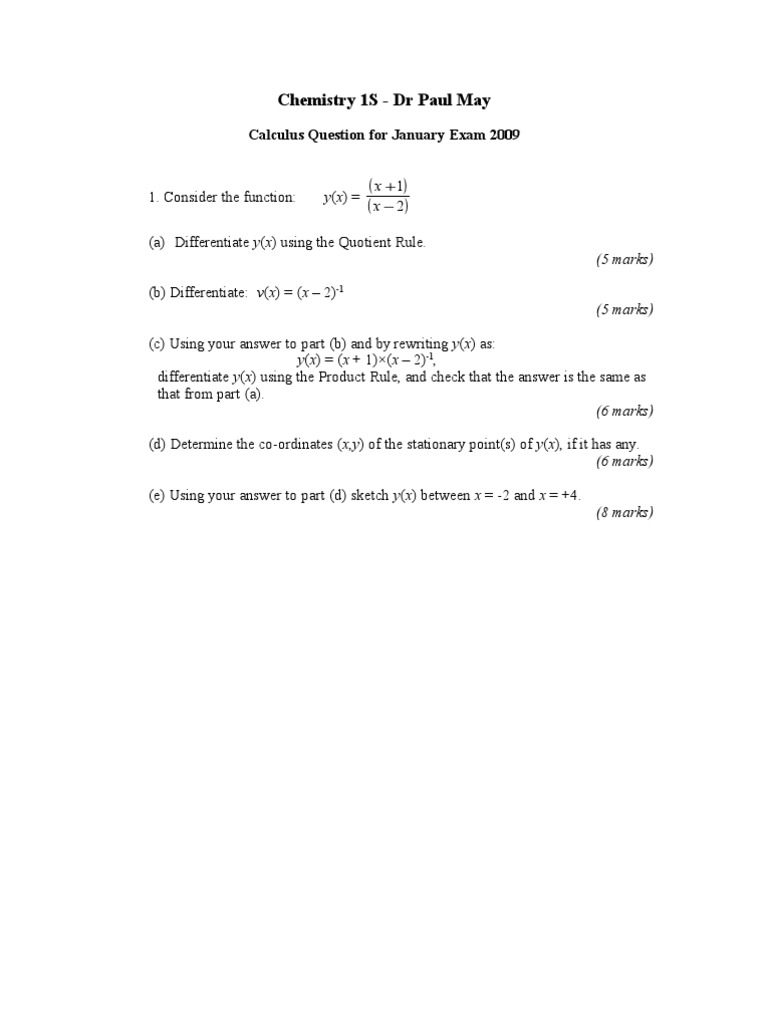 Calculus Exam Questions and Solutions | PDF | Teaching Methods ...