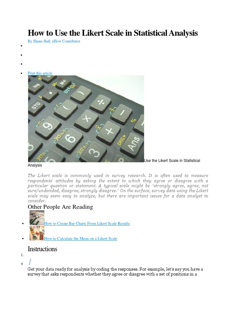 How To Use The Likert Scale in Statistical Analysis | PDF | Likert ...