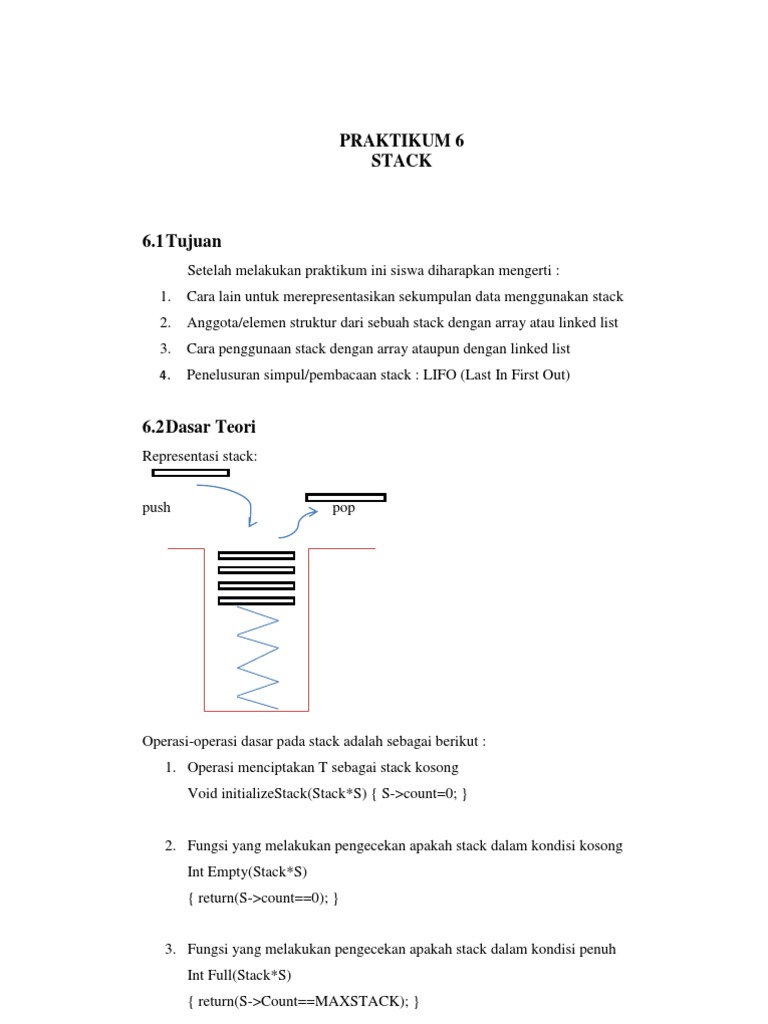 Praktikum 6 Stack | PDF | Metode & Bahan Ajar | Komputer