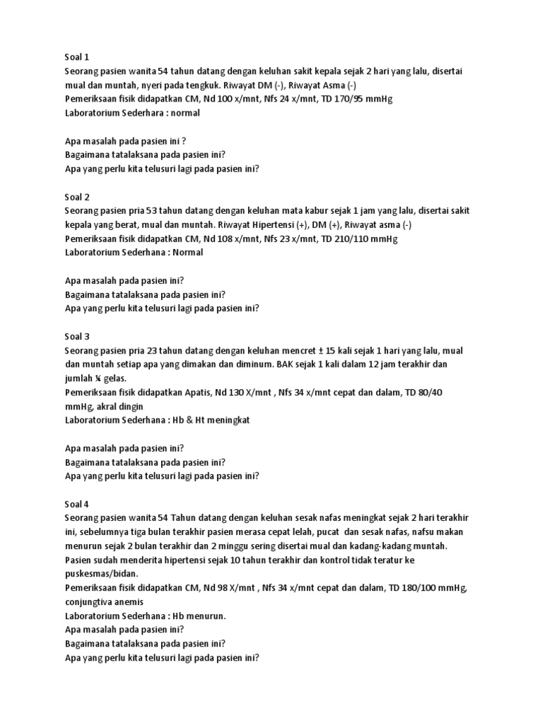 Soal Kasus Hipertensi Dan Gmmminjal