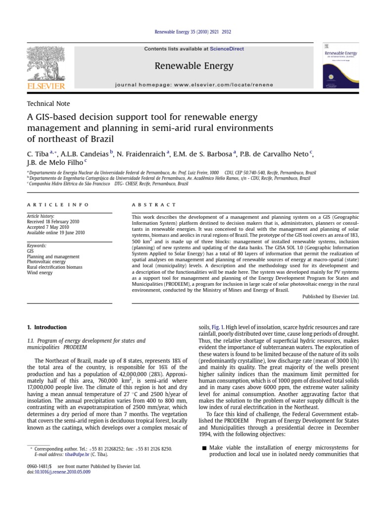 GIS Tool for Renewable Energy Planning | PDF | Photovoltaic System ...