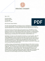 Syracuse University Senate Letter