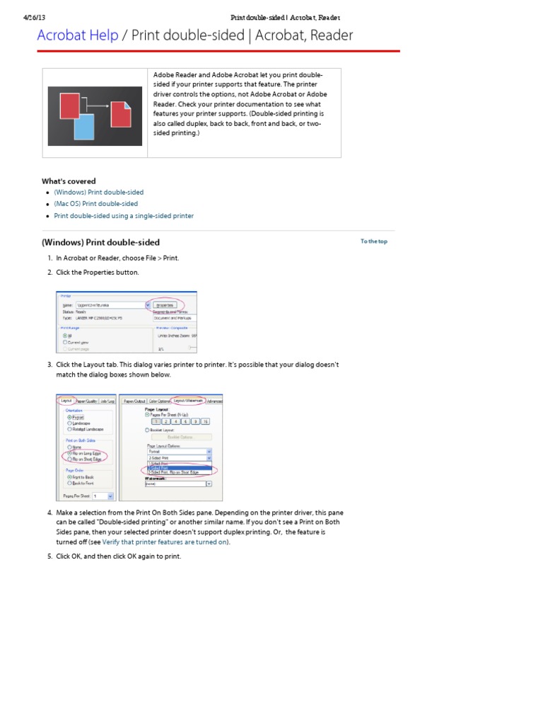 Print DoubleSided Acrobat, Reader PDF Printer Portable Document Format