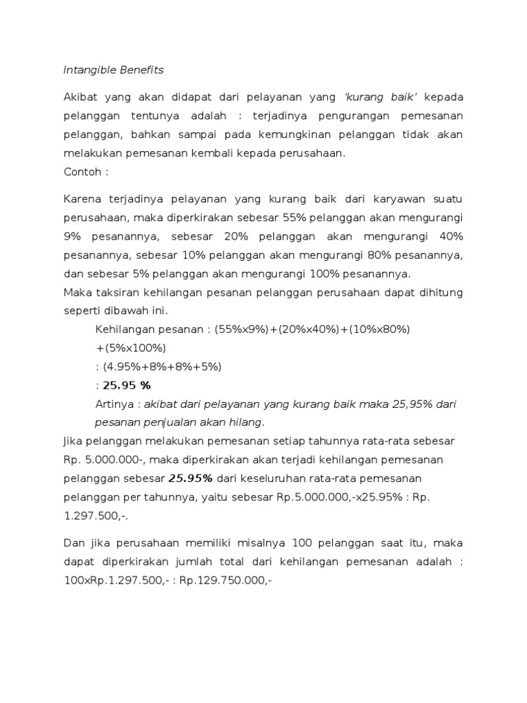 Contoh Manfaat Intangible dalam Bisnis | PDF | Karier & Perkembangan ...
