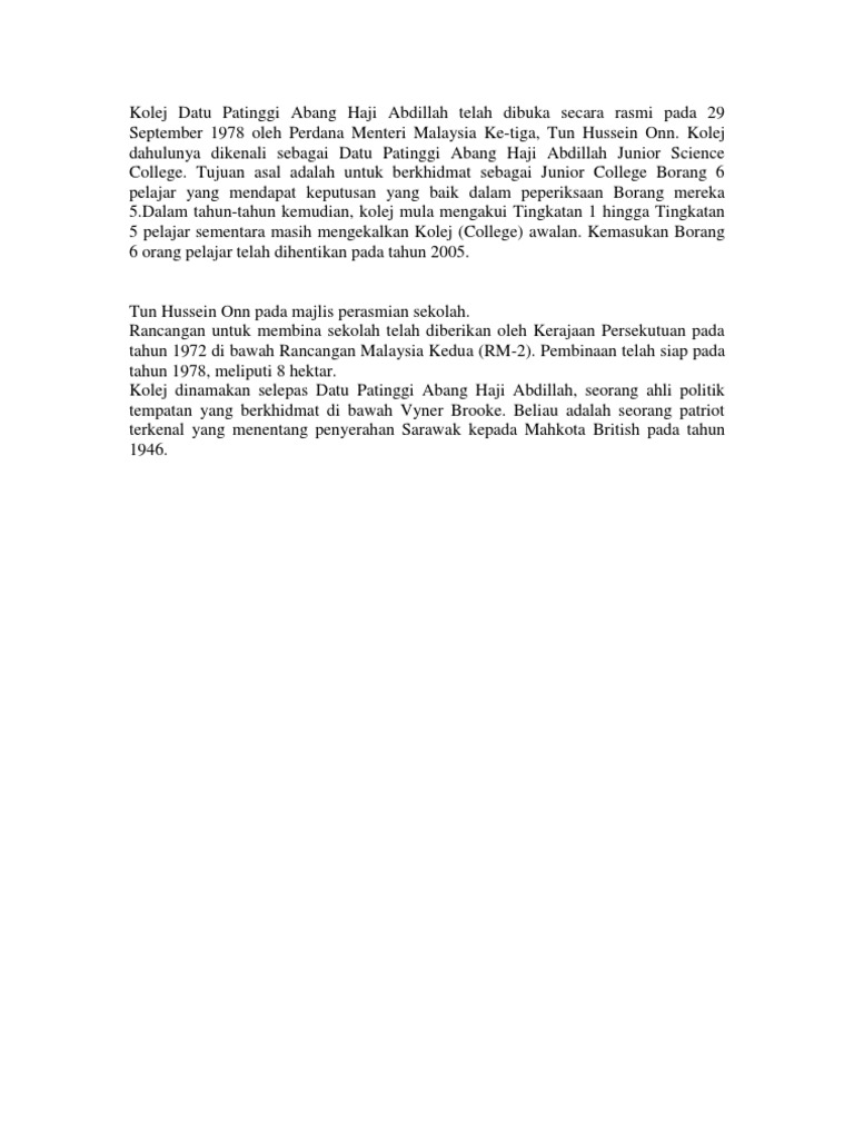 Kolej Datu Patinggi Abang Haji Abdillah | PDF