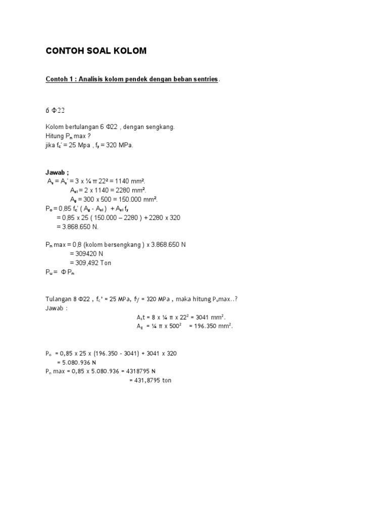Contoh Soal Kolom