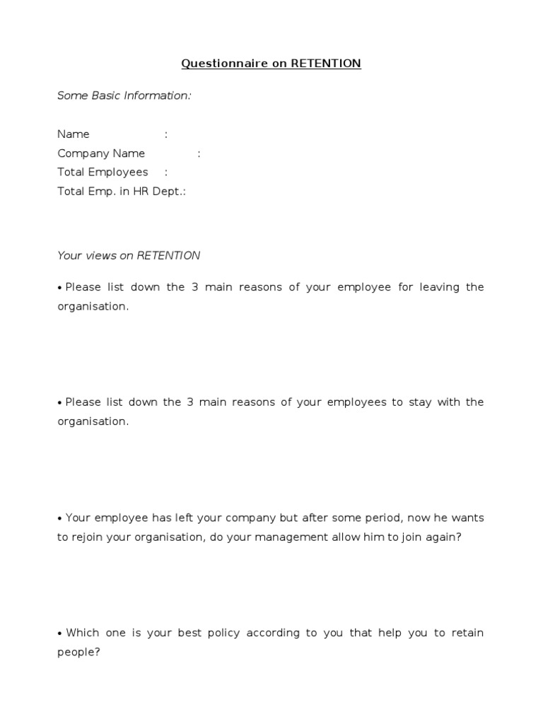 Employee Retention Questionnaire Insights | PDF | Self-Improvement