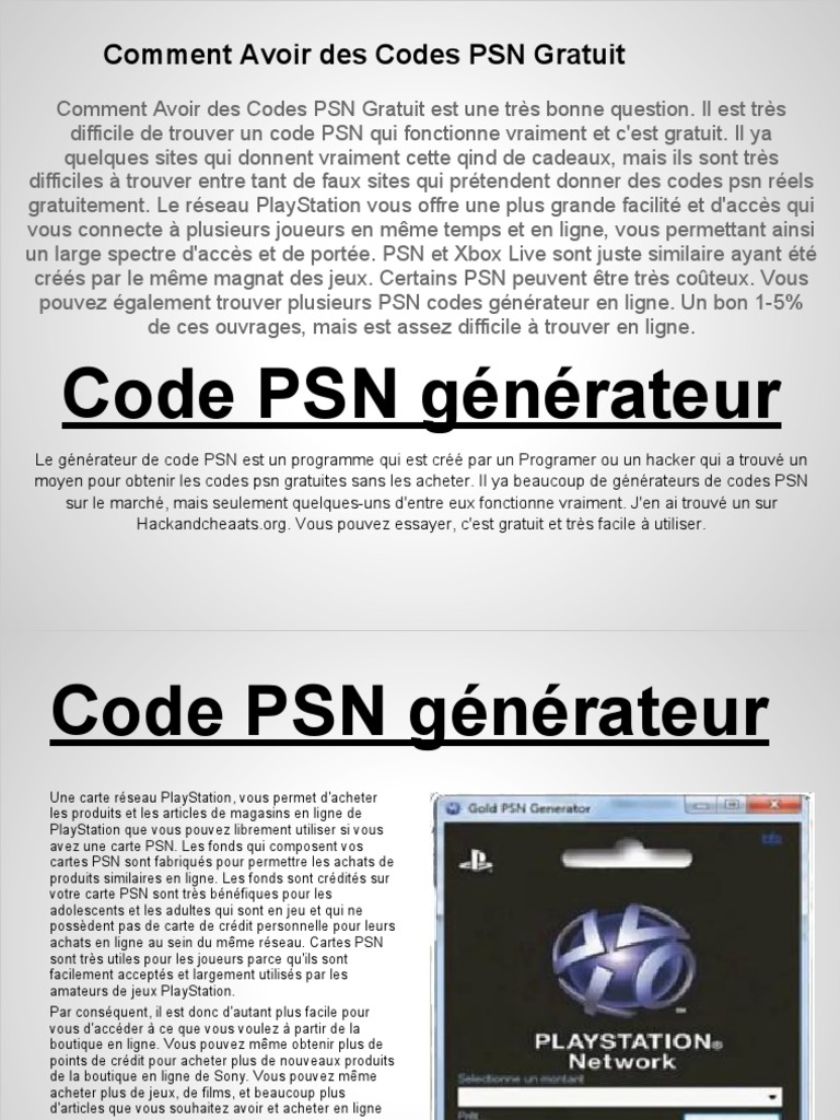 Comment Avoir Des Codes PSN Gratuit | PDF | Consoles de jeux vidéo ...