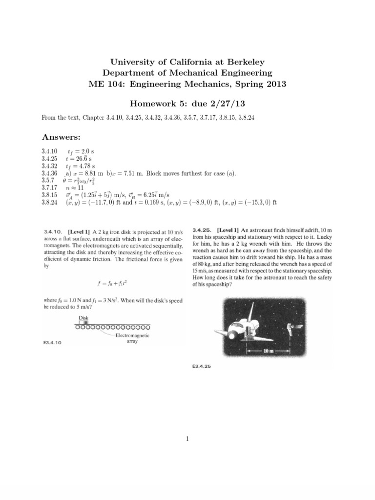 UC Berkeley ME 104 Homework 5 Solutions | PDF | Teaching Methods ...