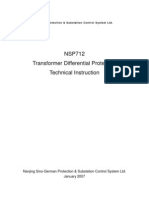 NSP712 Transformer Differential Protection Technical Instruction