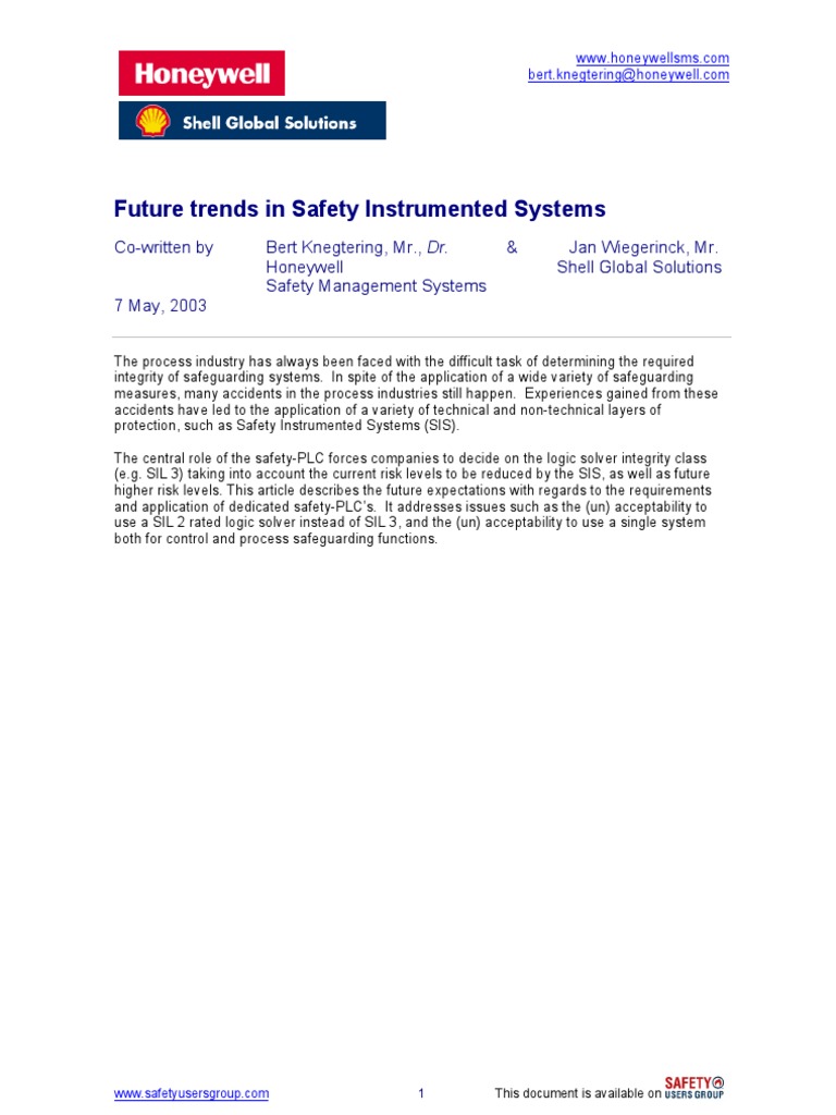 Future Trends in Safety Instrumented Systems | PDF | Risk Management ...
