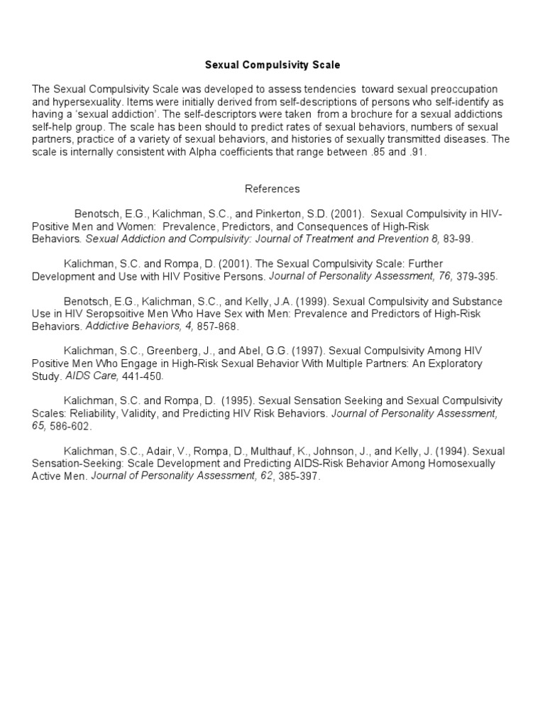 GLOBALADDICTION Scales SexualCompulsivityScale | PDF