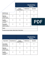 Handwriting Rubric