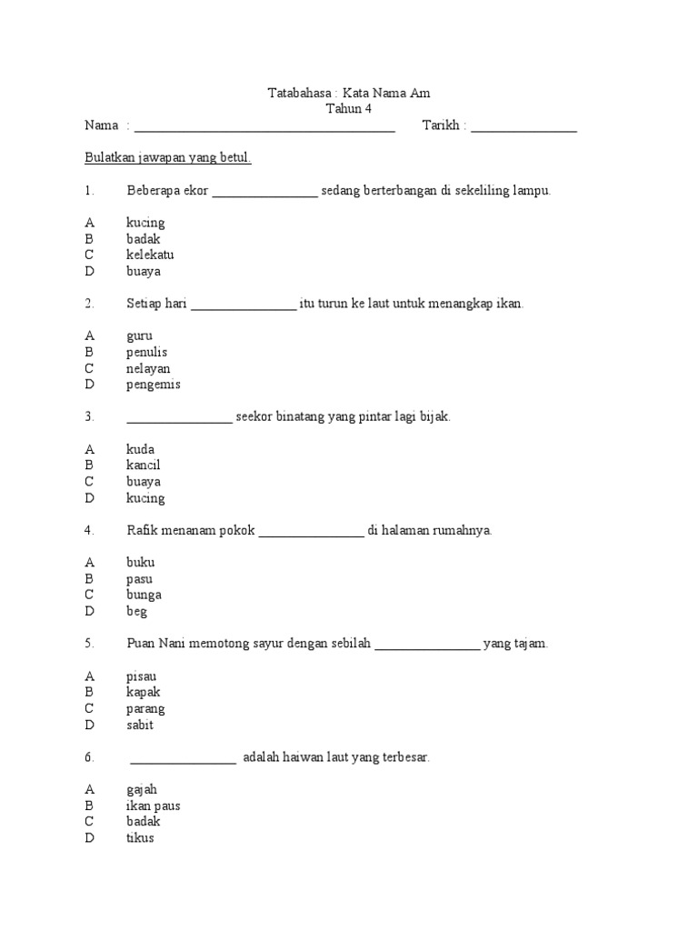 Latihan Tatabahasa Tahun 4 Pdf