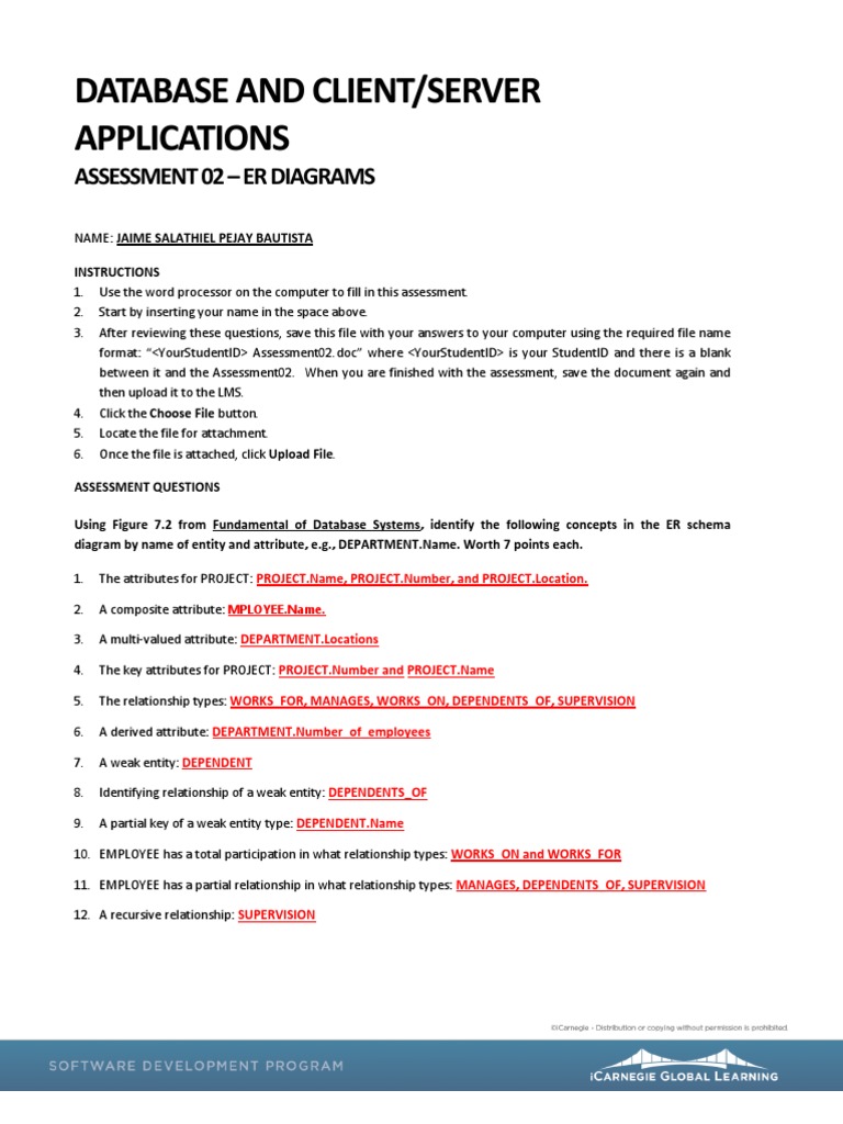 Database and Client/Server Applications: Assessment 02 - Er Diagrams ...