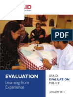 Evaluation Learning From Experience, USAID Evaluation Policy, 2011, Uploaded by Richard J. Campbell