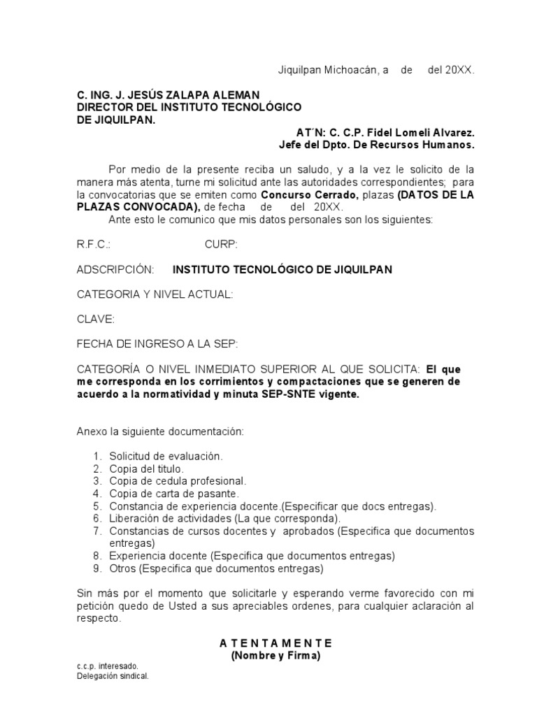Solicitud Promocion (Machote) | PDF