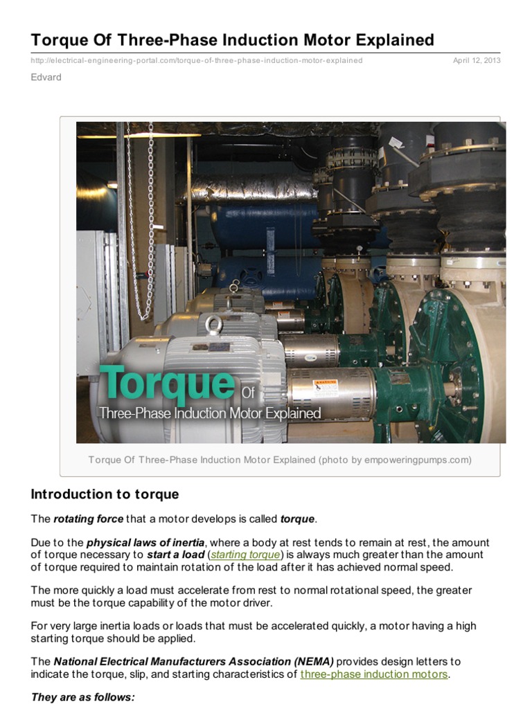 Torque of ThreePhase Induction Motor Explained Torque Vehicle