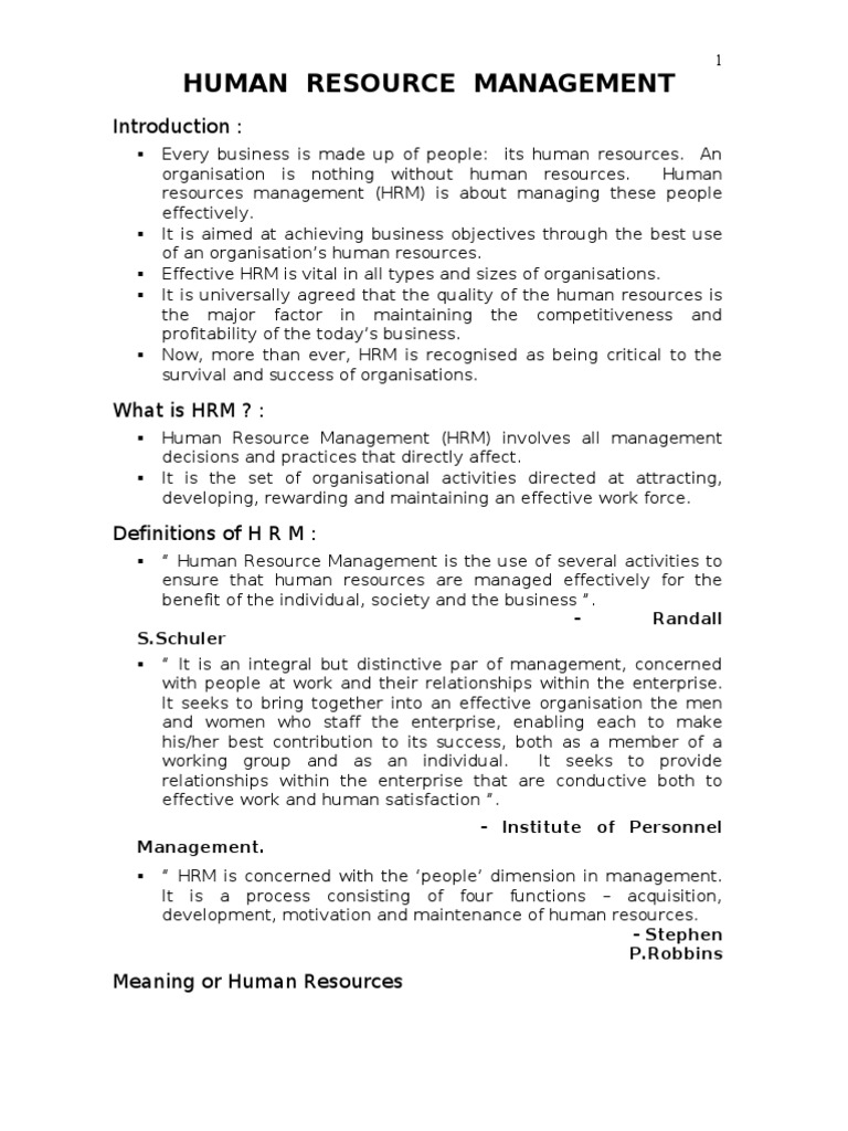 HRM - Notes. (SRM Univ) | PDF | Human Resource Management | Forecasting