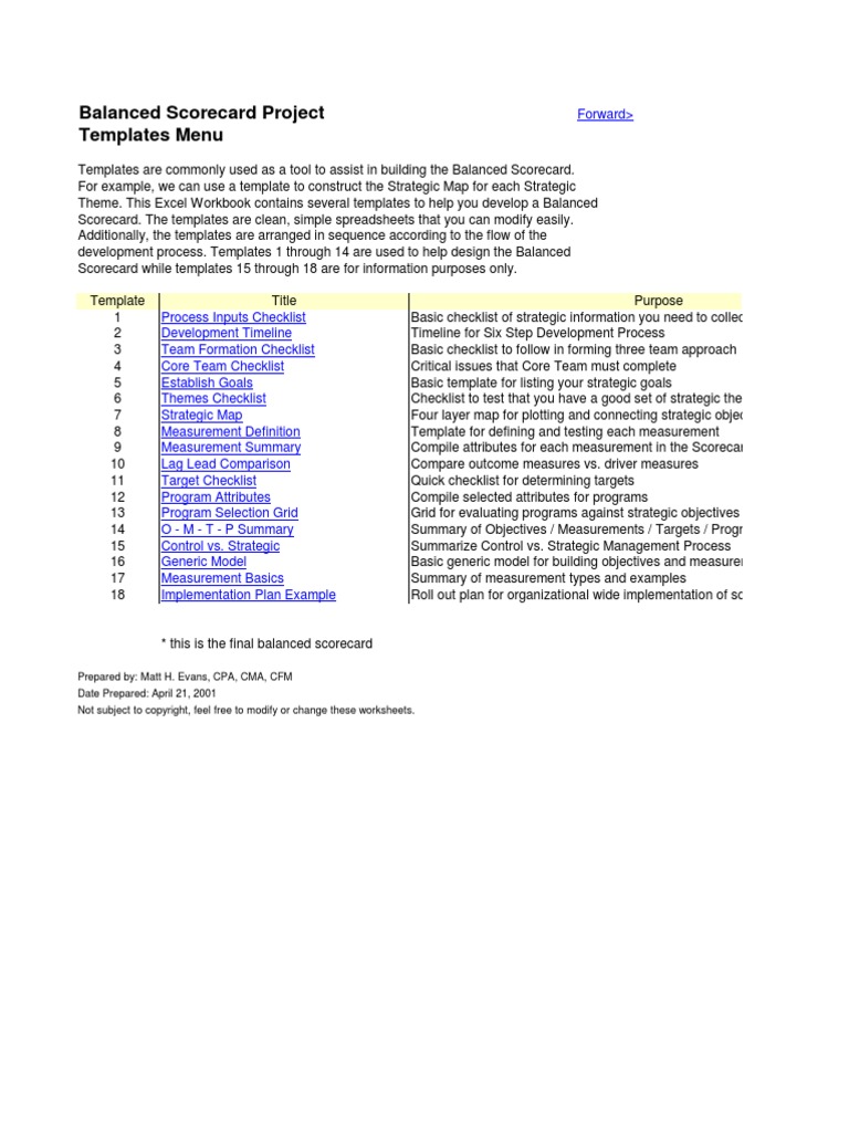 Balanced Scorecard Templates | PDF | Accountability | Cognition
