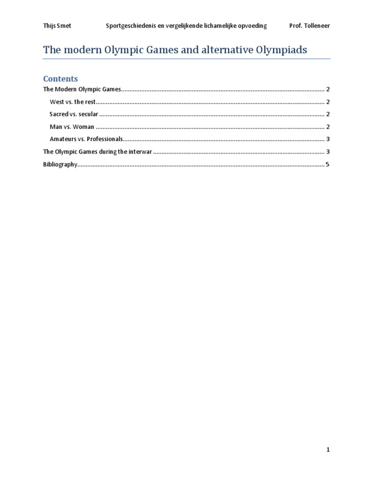 The Modern Olympic Games PDF Olympic Games Sports Festivals