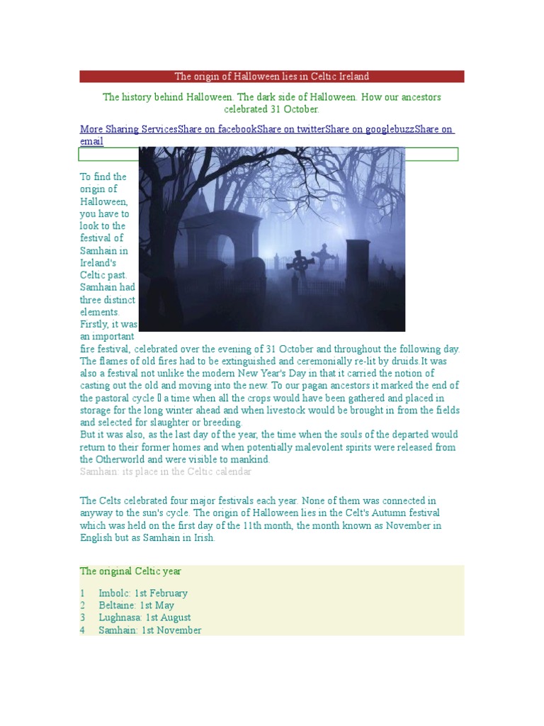 The Origin of Halloween Lies in Celtic Ireland PDF Saint Patrick