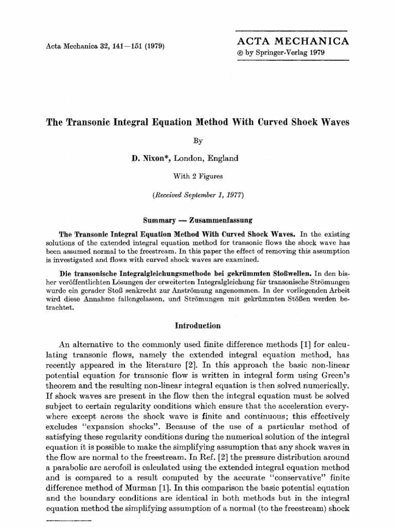 Transonic Integration Technique For Shocks | PDF | Airfoil | Fluid Dynamics