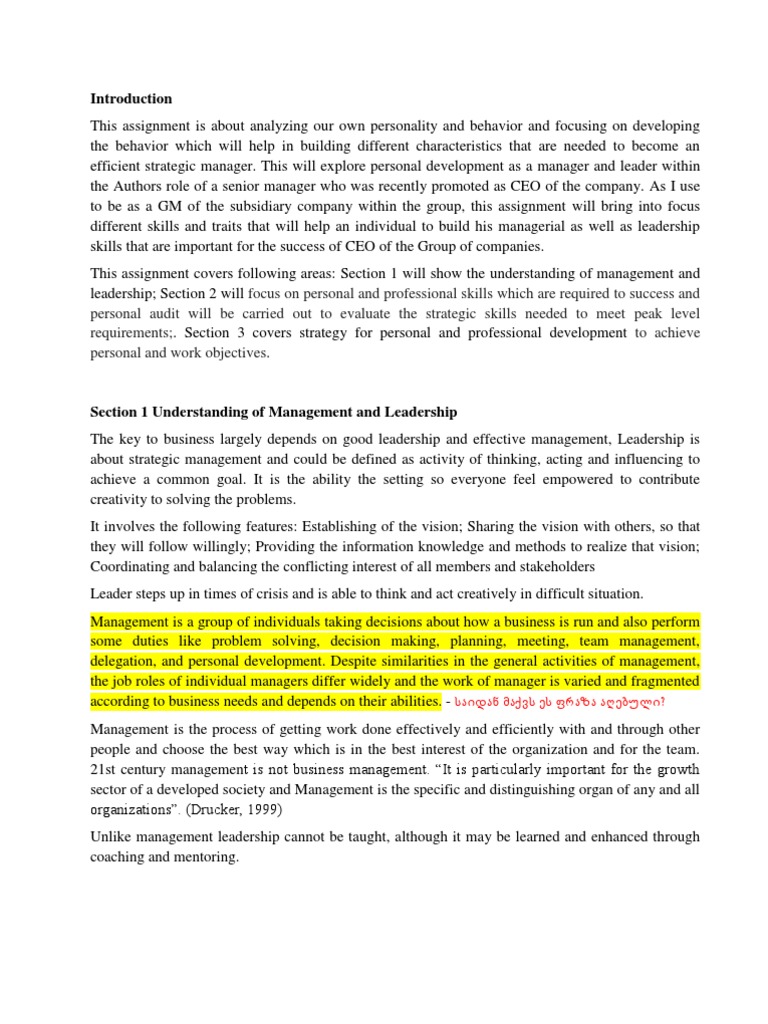 Personal Development Assignment Draft 08022013 | PDF | Transformational ...
