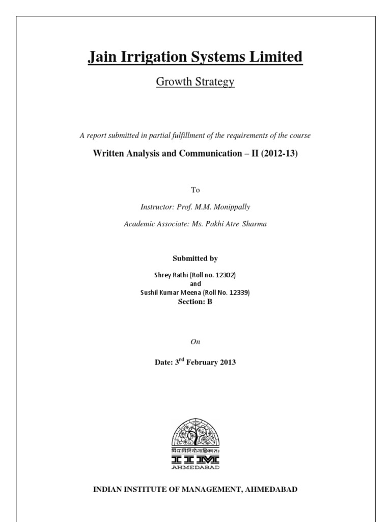 Jain Irrigation System Limited (JISL) PDF Subsidy Agriculture