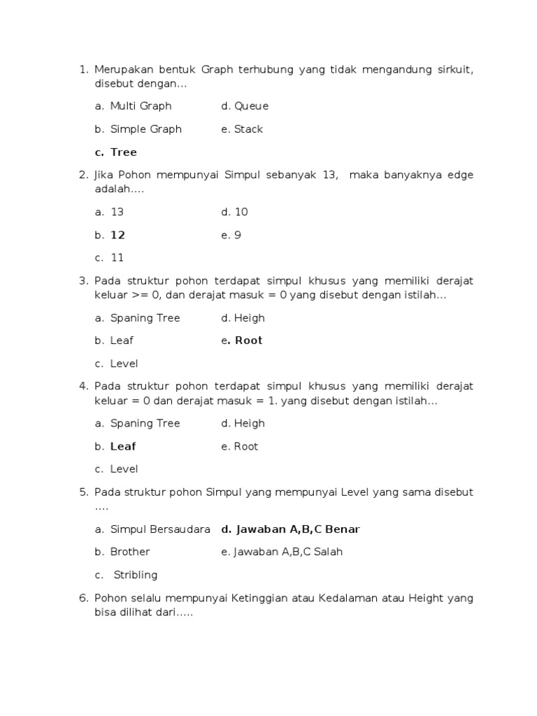 Soal Dan Jawaban Uts Struktur Data Semester 2 Bsi Berbagi Struktur