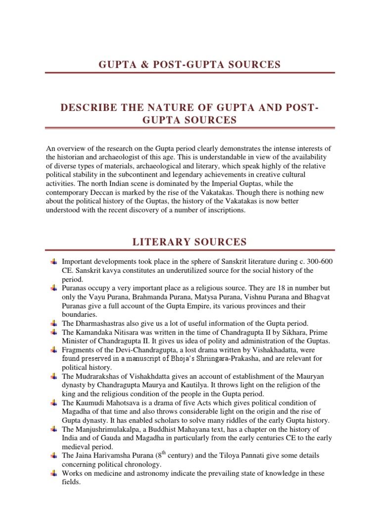 Gupta and Post-Gupta Historical Sources | PDF | Puranas | Jainism
