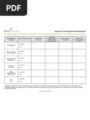 Insurance Worksheet