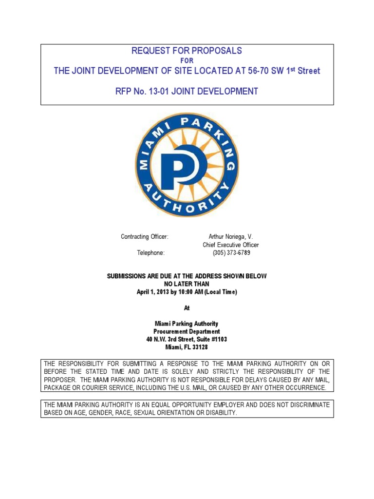 RFP 13-01: Joint Development in Miami | PDF | Request For Proposal ...