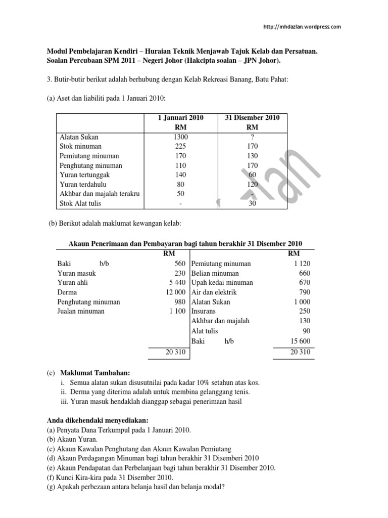 Contoh Soalan Rekod Tak Lengkap Kaedah Analisis - Kuora 4