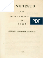 Manifiesto Que Hace A Los Pueblos de Chile El Ciudadano Jose Miguel de Carrera - Jose Miguel Carrera