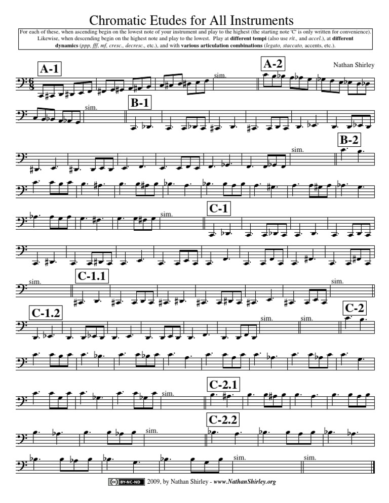 Chromatic Etudes for All Instruments (Bass Clef) Scale (Music