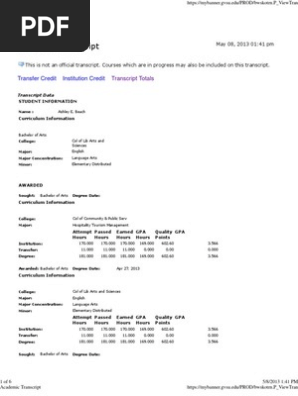 Transcripts Course Credit Grading Education