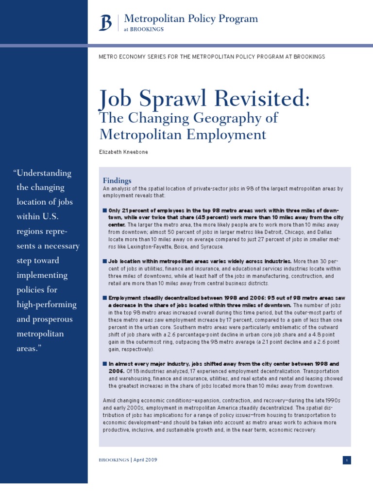 Job Sprawl Revisited The Changing Geography of Metropolitan Employment PDF Metropolitan