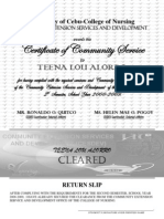 Certificate of Community Service: Teena Lou Alorro
