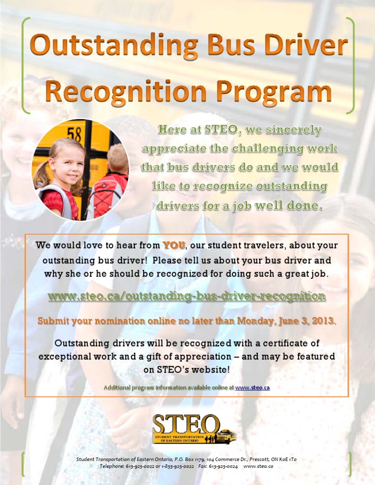 Outstanding Bus Driver Recognition Flyer | PDF | Business