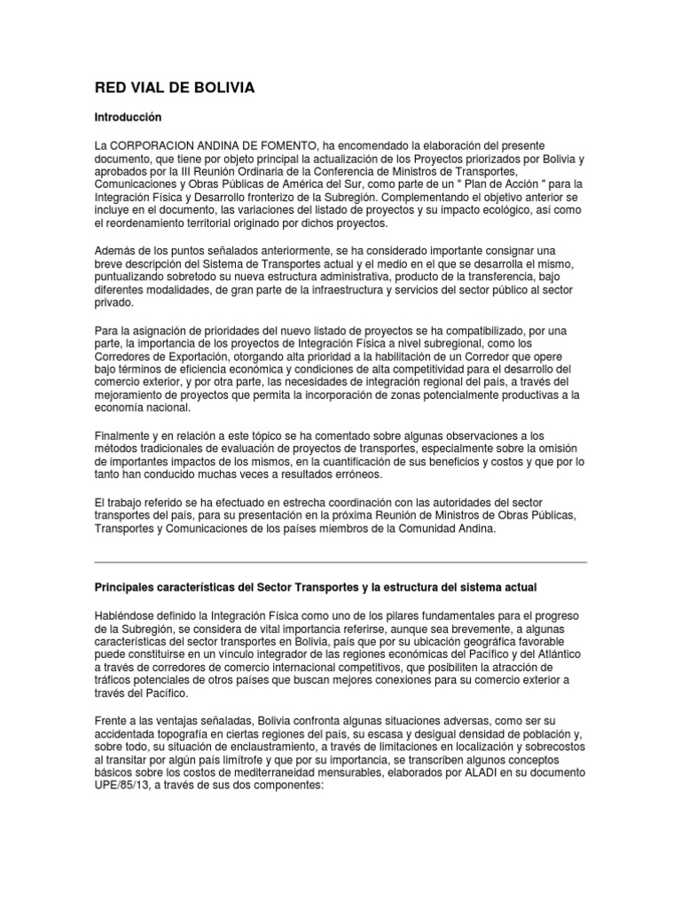 Red Vial de Bolivia | PDF | Aeropuerto | Bolivia