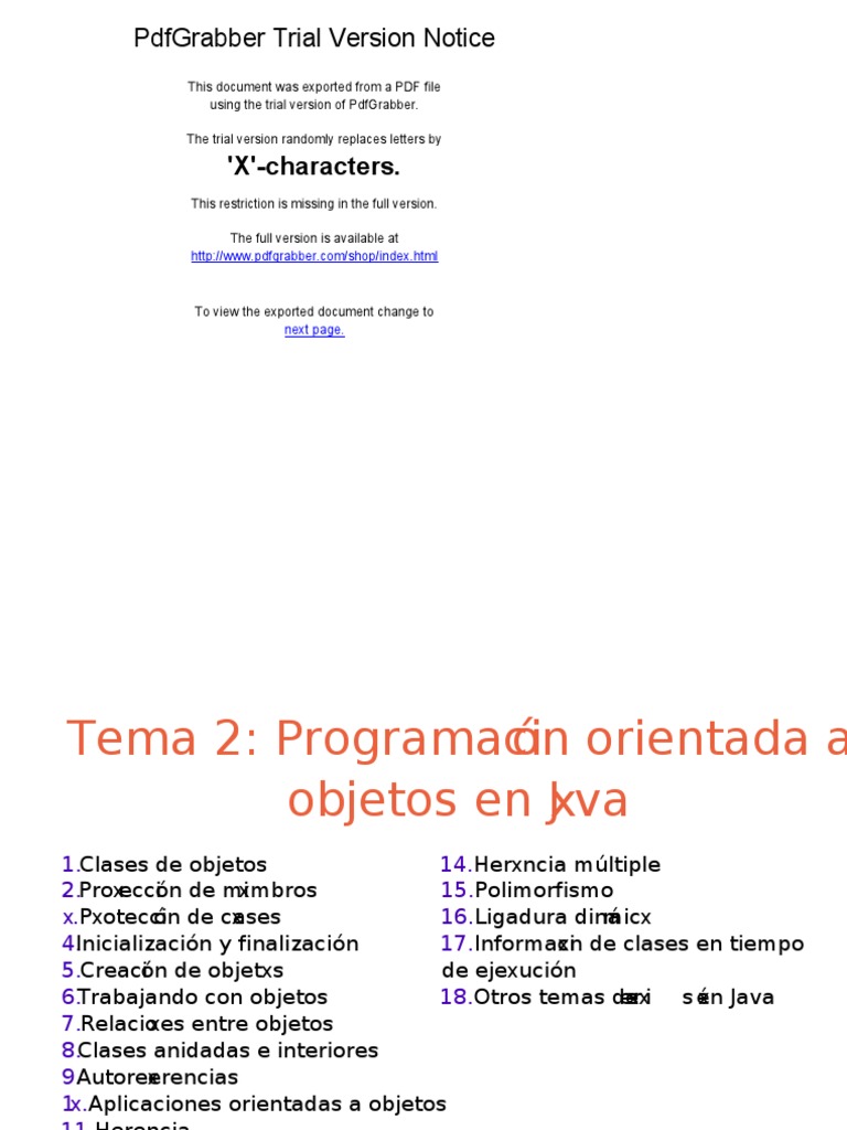 Programación Orientada a Objetos en Java | PDF | Java (lenguaje de ...