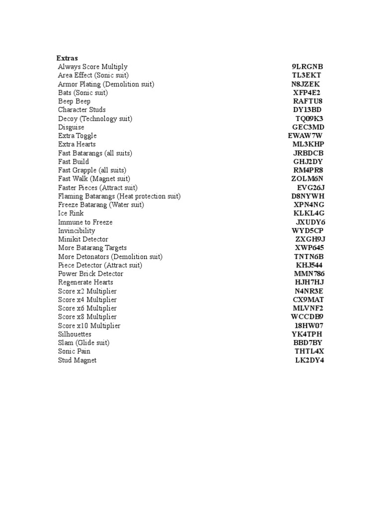 PS2 Cheat Codes: Lego Batman, PDF, Batman