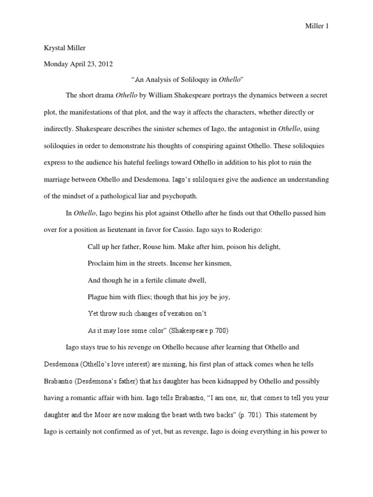 Othello soliloquy act 3 picture