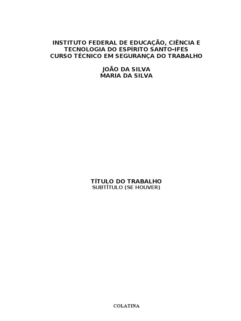 Modelo de Trabalho Acadêmico ABNT Pronto | PDF