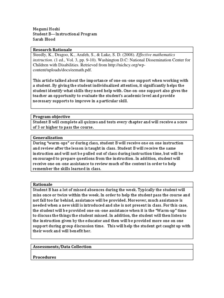 One-on-One Math Support Plan | PDF | Educational Assessment | Students