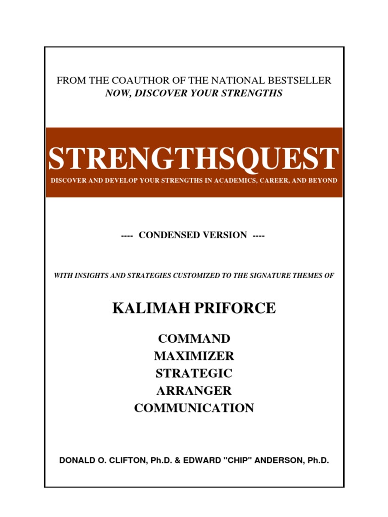 Kalimah Priforce - Top 5 Strengths by STRENGTHSQUEST | PDF | Attention ...