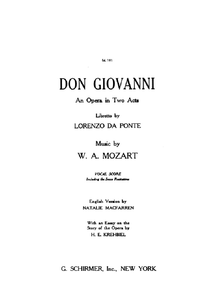 Mozart Don Giovanni Vocal Score | PDF